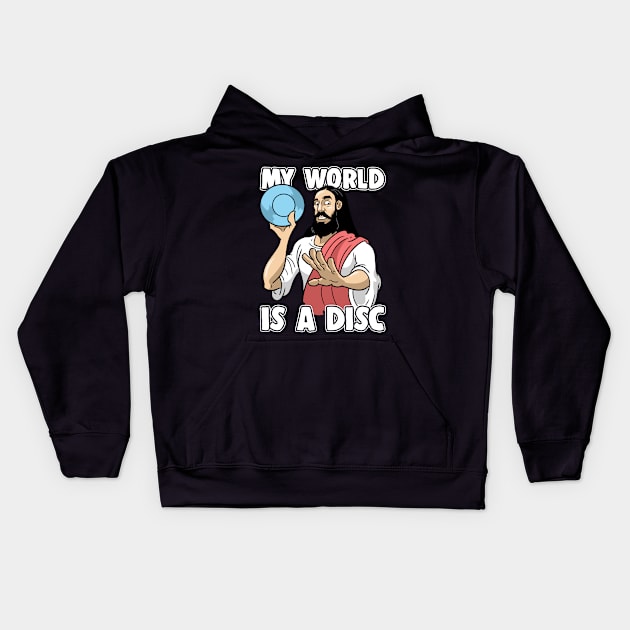 Jesus Christ Disc Golf My World Is A Disc Kids Hoodie by ModernMode